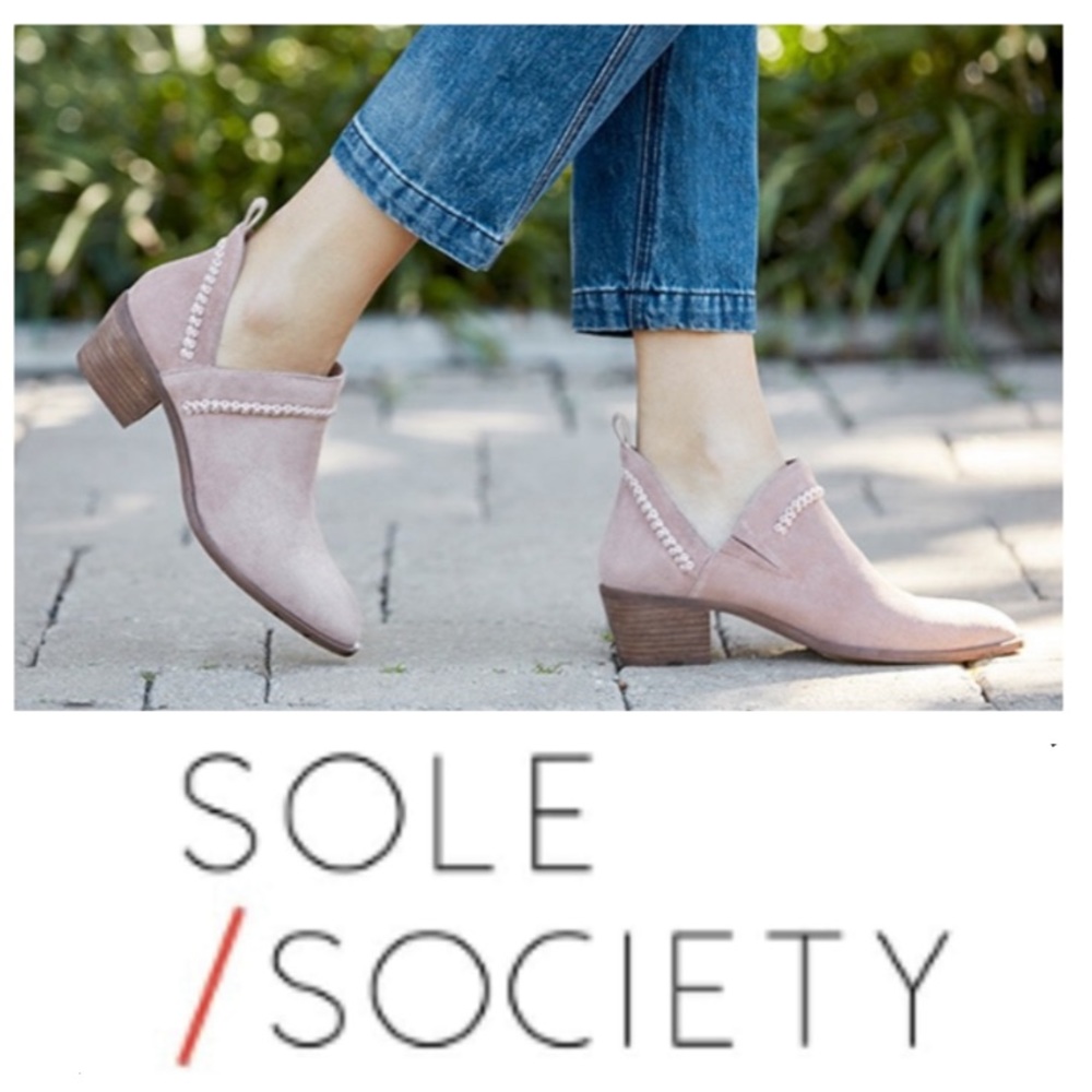 Sole Society suede Nikki braid bootie (6.5)